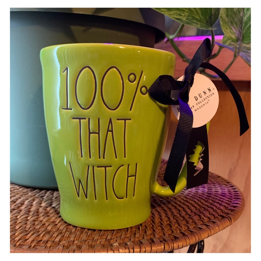 RAE DUNN “100% THAT WITCH” Limited Edition Coffee Mug in Green - 16 fl oz NEW!
